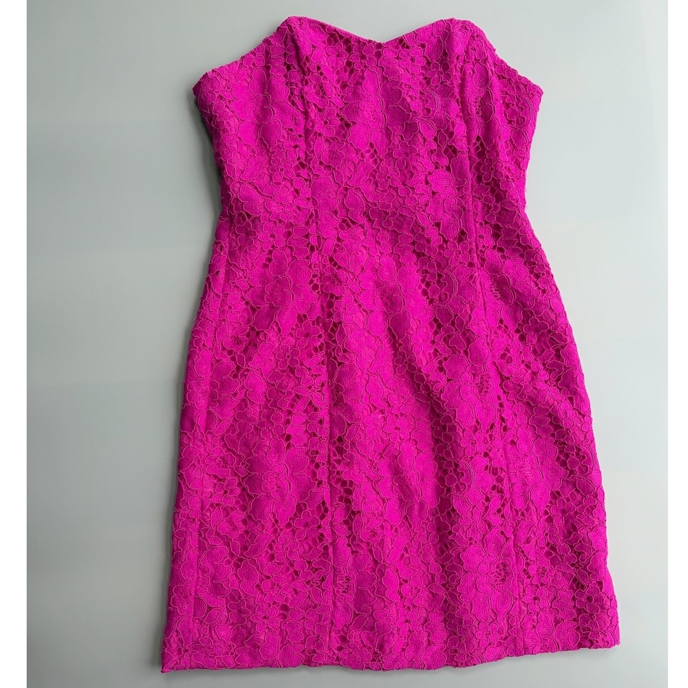 Lilly Pulitzer Women's Pink Floral Lace Strapless Dress Size 4 Cocktail Party - Picture 2 of 7